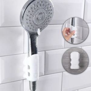 2pc Shower Head Holder Wall Suction Cup Bracket Home Bathroom Silicone Shower Sucker Shower Bracket Bathroom Accessories