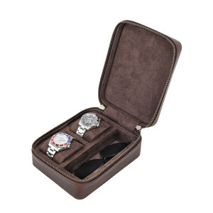 Hiram Genuine Leather High Quality Men Dual Watch Case Single Sunglasses Box Portable Travel Storage Box