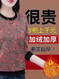 Thickened Fleece Hoodie Womens round Neck Long Sleeve Autumn Winter New Style Slim Fit Versatile T-shirt Base Layer Small Shirt