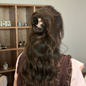 Classic Plaid Leopard Print Leather Doggie Claw Hair Clip Elegant Preppy Style Half Updo Hair Accessory PU Leather Hair Clip