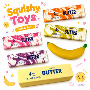 2026 Colorful Slow Rising Butter Squishy Toys Soft Squeeze Sensory Stress Relief Toys Anti-Anxiety Fidget Butter Sticks Party