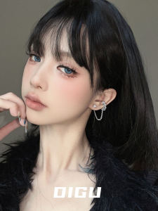 Asymmetric Embedded Diamond Earrings Clip-On One-Piece Luxury Unique Small Audience Ear Jewelry Geometric Pattern for Women