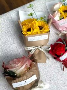 Mini Pocket Flower Artificial Rose Soap Flower Bouquet with Gift Bag Mother Valentine Day Brith Gift