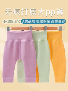 Warm Fleece Lined Baby Pants Autumn Winter Style Inner Wear High Waist Long Trousers for Infants And Toddlers Boys And Girls