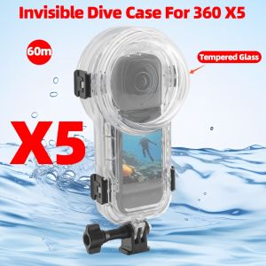 เคสดำน้ำที่มองไม่เห็นอย่างสมบูรณ์สำหรับ Insta360 X5กล้องพาโนรามา60เมตรเคสกระเป๋ากล้องกันน้ำอุปกรณ์ใต้น้ำ360กล้องแอคชั่นแคมเมรา