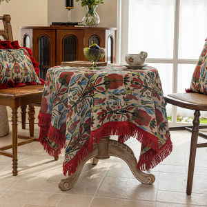 Rustic American Style Linen-Like Tablecloth with Floral Pattern