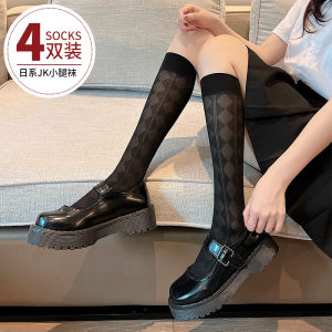 ฤดูร้อน บาง ผู้หญิง ถุงเท้ายาวถึงเข่า สีดำ สีขาว สไตล์ Pure Desire ทันสมัย ถุงน่องสั้นไนลอนสําหรับผู้หญิง