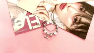 Sanrio | Hello Kitty Charm Bracelet Zinc Alloy with Pink Crystal & Paw Print Charms Adjustable Silver Chain for Girls