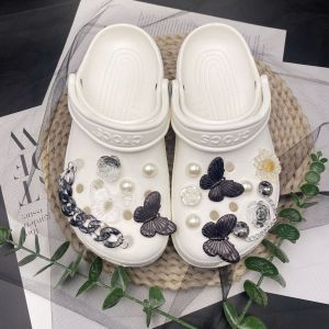 Crocs Charms Shoes Accessories Black Purple Butterfly Shoe Chain Detachable DIY Shoe Flower Buckle Set for Crocs
