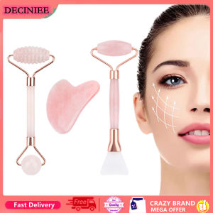 DECINIEE Double-head Rose Quartz Jade Roller Natural Jade Massager Brush Wrinkle Thin Chin Face-lift Slimming Tool
