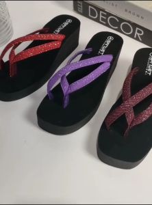 Sandal Wedges Jepit Silang Rajut
