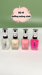 Combo Sơn Móng Tay Siêu Dưỡng Móng Cao cấp Mỹ Phẩm Quyên Chính Hãng 16ml Dưỡng (Hồng/Phẳng/Trắng/Bóng) - TẶNG NƯỚC RỬA MÓNG