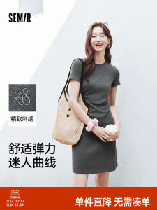 ชุดเดรสแขนสั้นคอตกลูกไม้เซ็กซี่ Semir ฤดูร้อน 2025 ชุดเดรสผู้หญิงเอวสูง ชุดเสื้อยืดสีพื้น ชุดเดรสสั้นลำลอง