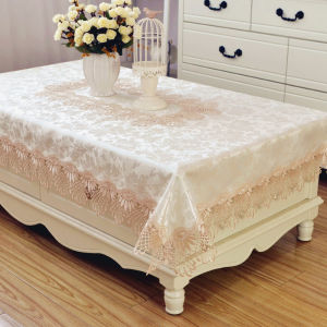 ผ้าคลุมโต๊ะทานอาหารสไตล์ยุโรปแบบเรียบง่าย ผ้าไนลอนสีขาว ผ้าคลุมโต๊ะกาแฟขนาดใหญ่สำหรับห้องนั่งเล่นและห้องน้ำ