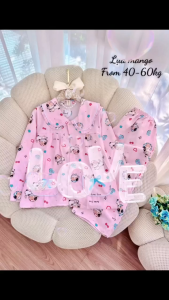 (40-60kg) Đồ bộ piijama nữ lụa Mango cổ sen TAY DÀI QUẦN DÀI chất mềm mịn mát