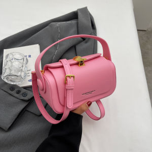 Elegant Fashionable Womens Crossbody Bag PU Leather Soft Surface Lock Buckle Closure Solid Color Casual Handbag Shoulder Bag