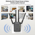 Wavlink AC1200 Dual Band Wireless Range Extender WiFi Repeater Router WPS Button 4 External Antennas. 
