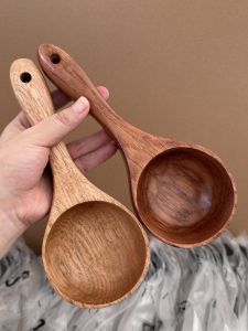 BoShang Japanese Style Wooden Soup Spoon Beech Wood Kitchen Utensil Small Wood Spoon for Cooking And Serving Vermicelli
