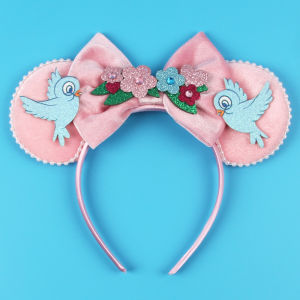 Disney Cinderella Mickey Mouse Ear Headband Sequin Bows Girl Adult KidHalloween Party Cosplay Hair Accessories Princess Hairband