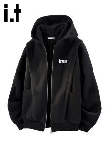 izzue | Hooded Cardigan Sweater American Heavyweight Deconstruction Autumn New Loose Casual