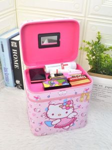 Hellokitty Double Layer Large Capacity Cosmetic Bag Cute Cartoon Design Womens Storage Purse from Anshan City