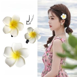 Side Flower Hair Clip Eggplant Leaf Beach Travel Photo Small Size Floral Edge Fairy Hair Card Headwear Korean Style Fresh out