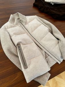 XUNZHU | Korean Style Retro Stand Collar Knitted Patchwork Cotton Coat