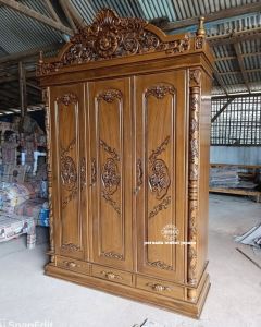 Almari pakaian mahkota kerang / Almari jati / Almari pakaian murah / Almari ukir jati jepara