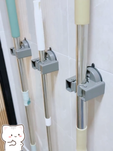 MEIDOO ที่แขวนไม้กวาด พลาสติกที่หนีบไม้ถูพื้น ติดผนังที่หนีบอเนกประสงค์ ใช้งานง่าย