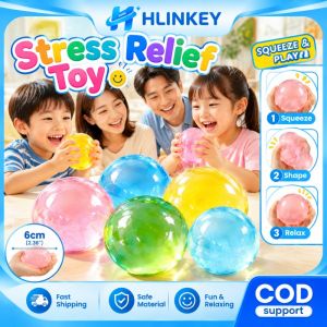 (Manila Ship) HLINKEY Coconut Oil Squishy Stress Ball 6cm TPR Slow Rebound Fidget Toy Translucent Soft Squeeze Ball Anxiety Relief Sensory Toy Pink Blue Yellow Green