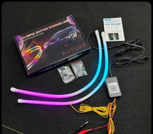 Lampu LED DRL Alis Flexibel Warna RGB APP 30cm 45cm 60cm Welcome RGB Matrix Anti Bintik Mobil