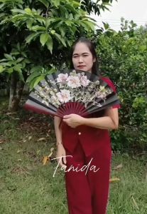พัดจีนขนาด 9-13นิ้ว ทำจาผ้าไหม พัดมีลวดลาย พัดลายจีน พัดผ้า พัดสไตล์จีน พัดสวย Tanida #พัด