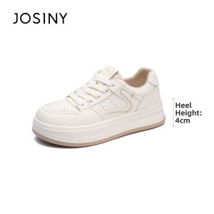 Josiny | Thick Sole Height-Increasing White Casual Shoes