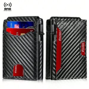 Rfid Bank ID Credit Cards Storage Boxes Organizer Carbon Fiber Men Anti Theft Slim Thin Money Card Holder Case Minimalist Wallet