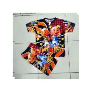 Baju Anak Desain Unik: Setelan & Kaos Lengan Pendek Gambar Upin Ipin