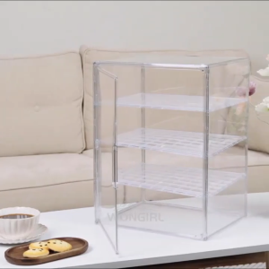 Acrylic Pastry Display Case Bread Box For Kitchen Countertop  Transparent Food Display Rack Magnetic Dustproof Bread Box Cake Food Pastry Bread Show Rack Adjustable Clear Storage Box