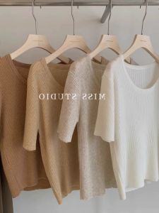 HUOLISI | Ice Silk Linen Short Sleeve Lightweight Round Neck T-Shirt