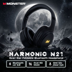 Monster | Monster Harmonic N21 Bluetooth 6.0 Headphones Dual EQ Mode Immersive Stereo Earphone Over-Ear Foldable Wire/Wireless Headset