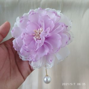 Hoa cài áo Canto hoa cúc xoan cài áo màu tím cà size 10cm