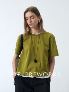 Prepreworks Refined Memory Modal Silk Short round Neck Oversized Shape Tshirt Simple Commute Pure Color Summer Women Top