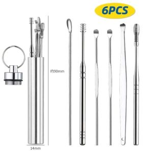 New Premium 6-7Pcs Ear Wax Remover Cleaning Kit Earwax Cleaner Curette Spoon Care Removal Tool for Baby Adults Ear Care Sets