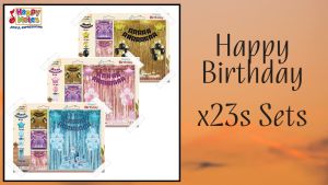 Happy Notes Party Set (HBD Banner 2Curtain & Balloon (x23s) Party Decoration Backdrop Party needs