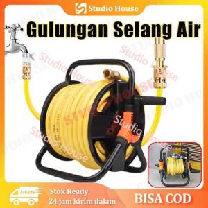Garden Air Hose Reel Selang Air Portable 50m Tempat Gulungan Selang Air Anti Kusut Garden Water Hose Reel Penggulung Selang Portable