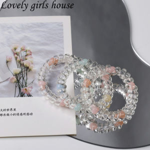 【♡Lovely girls house♡】ใหม่ล้างวงผมที่ยืดหยุ่นสำหรับผู้หญิงสาวโทรศัพท์ลวดสายบอลมุกผมหางม้ายางรัดอุปกรณ์ผม