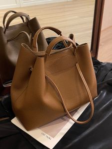 Large Capacity Womens Shoulder Handbag Stylish Tote Bag for Commuting And Work Dual Strap Soft Surface Pure Color PU Leather