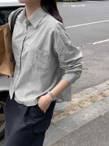 Fashionable Loose Long Sleeve Cotton Shirt Womens Small Size French Cold Style Early Autumn New Arrival Polo Collar Button down