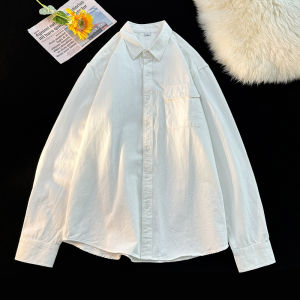 American Heavy Weight Workwear Shirt Long Sleeves Mens Spring & Fall Pocket Fancy Pure Color All-Matching Couple Casual Overshirt