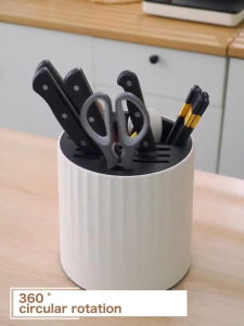 IMMCUTE Kitchen Rotating Knives Holder 360° Rotating Chopsticks Cage Cutlery Rack Multifunctional Storage Rack Detachable