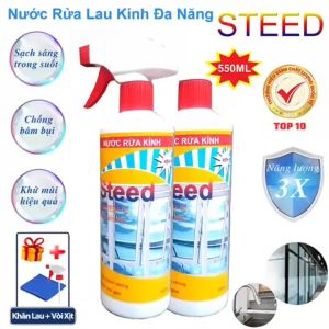 [Tặng Xịt Khăn] Chai Dung Dịch Dạng Xịt Chuyên Lau Kính - Vệ Sinh Tẩy Rửa Kính STEED 550ML Nội Địa Nhật Làm Sạch Bề Mặt Kính Chống Bám Bụi