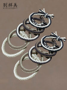 ยางรัดผมที่ทำจากผ้าไนลอนแบบยืดหยุ่นสูงสไตล์เกาหลี ยางรัดผมแบบถักมือ ยางรัดผมแบบทนทาน ยางรัดผมแบบลำลอง